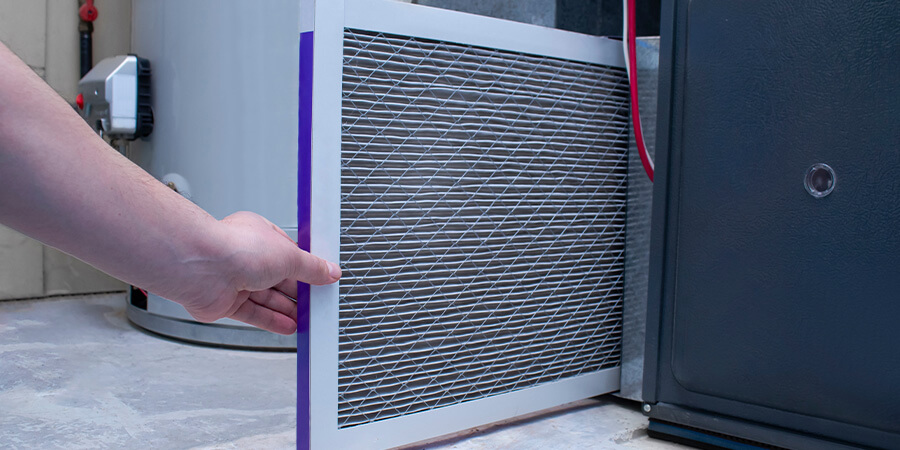 Air filter being replaced