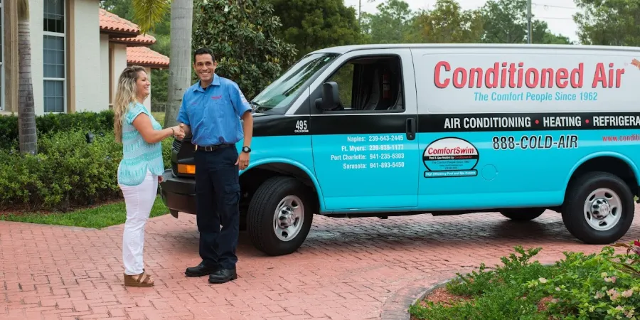 Conditioned Air Tech With Customer